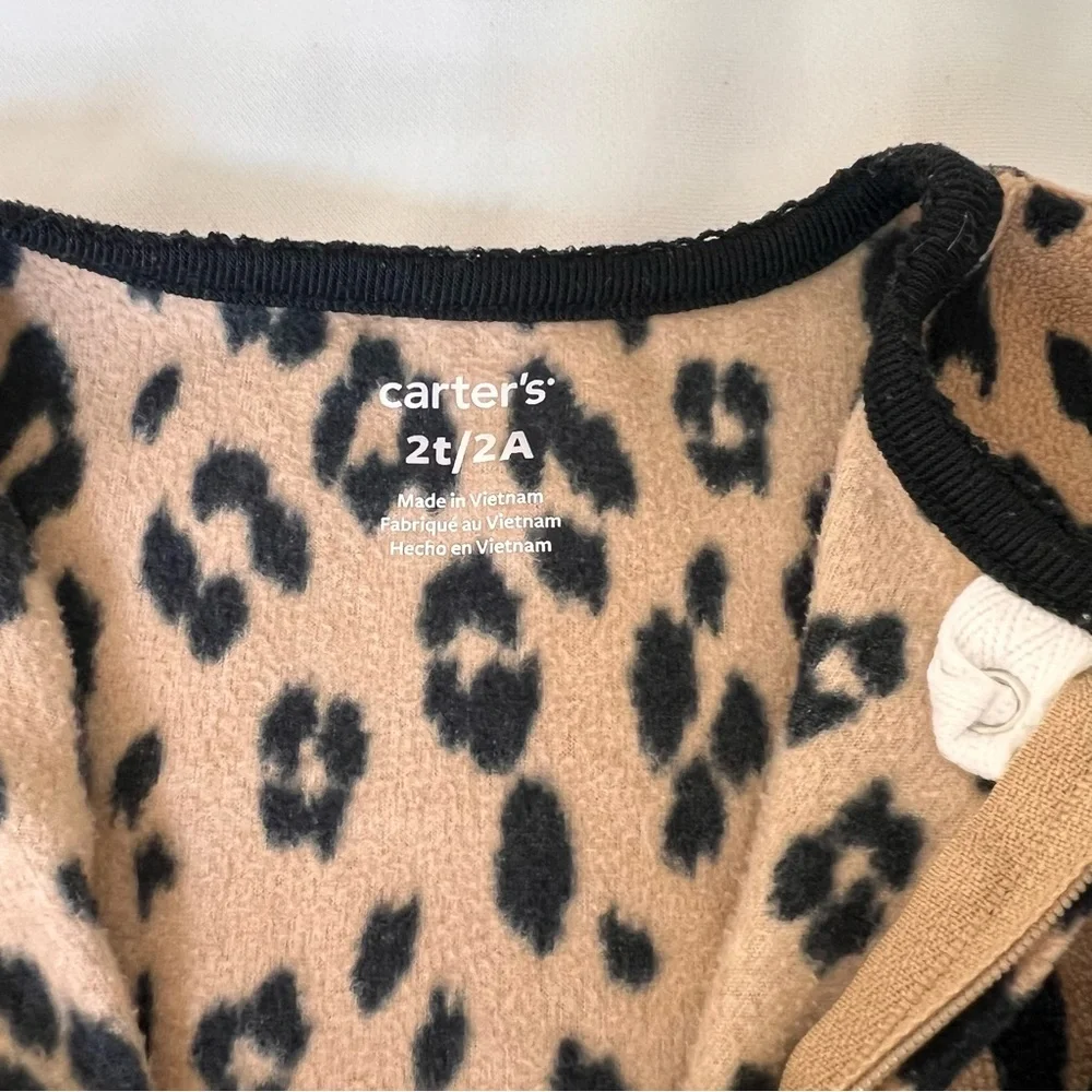 Baby Girls‎ One-Piece Leopard-Print Fleece Footed Pajamas 2T